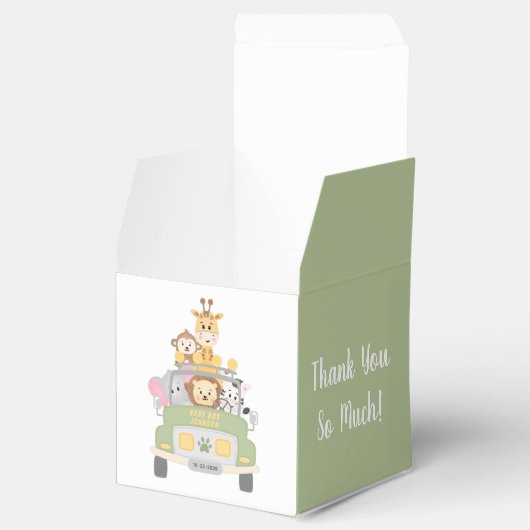 サファリ動物の赤ちゃんシャワーありがとう フェイバーボックス (オープン)