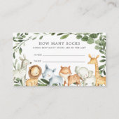 サファリ動物の赤ちゃんシャワーいくつ靴下を推測 エンクロージャーカード (正面)