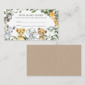 サファリ動物の赤ちゃんシャワーいくつ靴下を推測 エンクロージャーカード (正面/裏面)