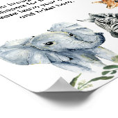 サファリ動物の赤ちゃんシャワーおむつラッフルサイン ポスター (角)