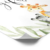 サファリ動物の赤ちゃんシャワーのサイン ポスター (角)