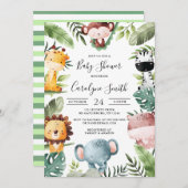 サファリ動物の赤ちゃんシャワーの招待状 招待状 (正面/裏面)