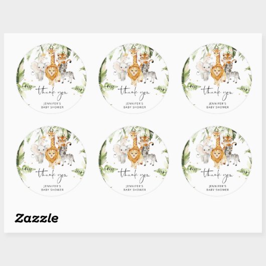 サファリ動物の赤ちゃんシャワークラシックラウンドシール ラウンドシール (シート)