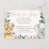 サファリ動物の赤ちゃんシャワーブックカードfor a girl エンクロージャーカード (正面)