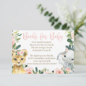 サファリ動物の赤ちゃんシャワーブックカードfor a girl エンクロージャーカード (スタンド正面)