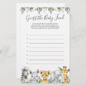 サファリ動物の赤ちゃんシャワーベビー食品を推測 (正面/裏面)