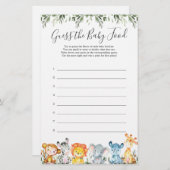 サファリ動物の赤ちゃんシャワーベビー食品を推測 (正面/裏面)