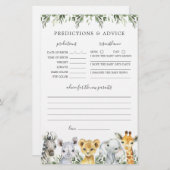 サファリ動物の赤ちゃんシャワー予測とアドバイス (正面/裏面)