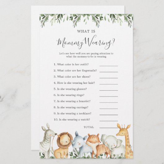 サファリ動物の赤ちゃんシャワー何ママ着て (正面/裏面)