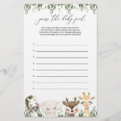 サファリ動物の赤ちゃんシャワー推測ベビー食品ゲーム (正面)