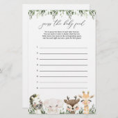 サファリ動物の赤ちゃんシャワー推測ベビー食品ゲーム (正面/裏面)