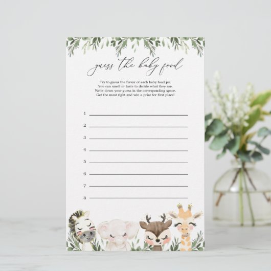 サファリ動物の赤ちゃんシャワー推測ベビー食品ゲーム (スタンド正面)