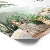 サファリ動物の赤ちゃんシャワー本とギフトサイン ポスター (角)