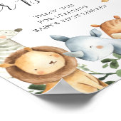 サファリ動物の赤ちゃんシャワー本ベビーサイン ポスター (角)