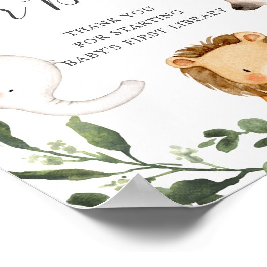 サファリ動物の赤ちゃんシャワー本ベビーサイン ポスター (角)