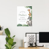 サファリ動物の赤ちゃんシャワー歓迎サイン ポスター (ホームオフィス)