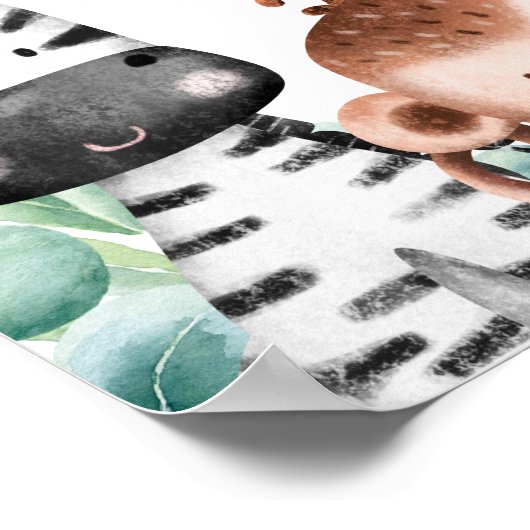 サファリ動物の赤ちゃんシャワー歓迎サイン ポスター (角)