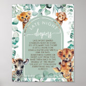 サファリ動物の赤ちゃんシャワー深夜おむつゲーム ポスター (正面)