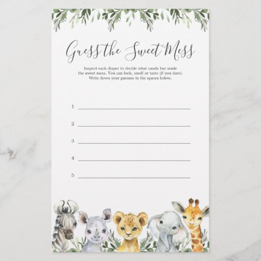 サファリ動物の赤ちゃんシャワー甘い混乱を推測 (正面)