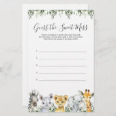 サファリ動物の赤ちゃんシャワー甘い混乱を推測 (正面/裏面)