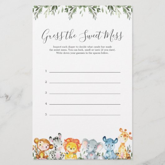 サファリ動物の赤ちゃんシャワー甘い混乱を推測 (正面)