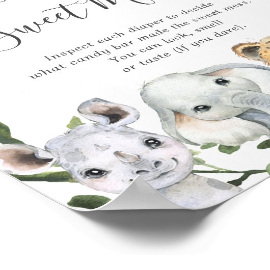 サファリ動物の赤ちゃんシャワー甘い混乱を推測 ポスター (角)