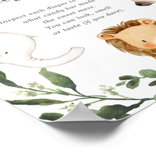 サファリ動物の赤ちゃんシャワー甘い混乱ポー推測 ポスター (角)