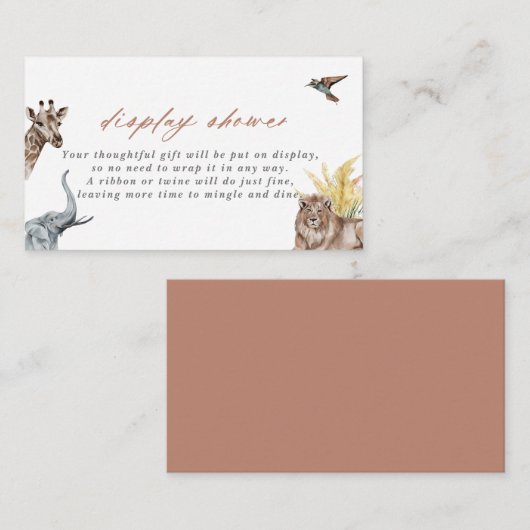 サファリ動物の赤ちゃんシャワー表示シャワー エンクロージャーカード (正面/裏面)