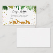 サファリ動物の赤ちゃんシャワー – おむつラッフルカード エンクロージャーカード (正面/裏面)