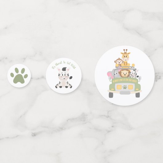 サファリ動物の赤ちゃんシャワー コンフェッティ (正面)