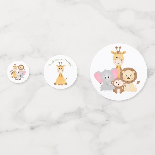 サファリ動物の赤ちゃんシャワー コンフェッティ (裏面)