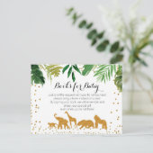 サファリ動物の赤ちゃんシャワー – 本の付属品を持って来る インビテーションポストカード (スタンド正面)