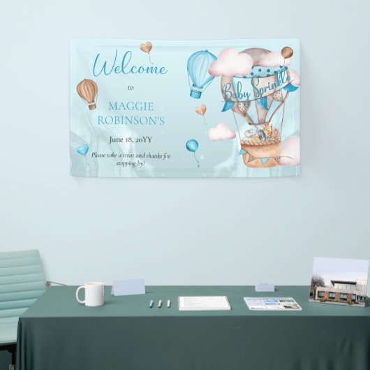 サファリ動物の風船ブルーボーイベビー散布 横断幕 (トレードショー)