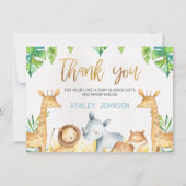 サファリ動物はベビーシャワーカード感謝していしています サンキューカード (正面)