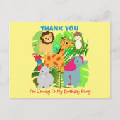 サファリ動物をテーマにした子どもたちありがとうポストカード ポストカード (正面)