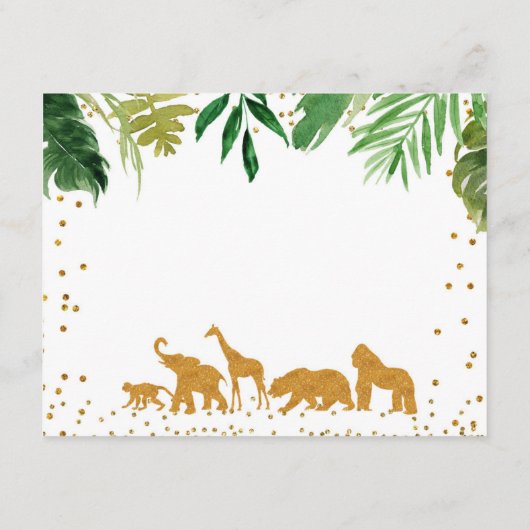 サファリ動物アドバイスカードベビーシャワー エンクロージャーカード (裏面)