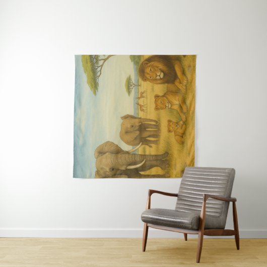 サファリ動物アフリカ野生動物ジャングル タペストリー (インサイチュ)