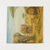 サファリ動物アフリカ野生動物ジャングル タペストリー (正面)