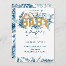 サファリ動物エキゾチック赤ちゃんシャワー 招待状