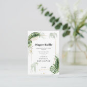 サファリ動物エレファントベビーシャワーおむつラッフル エンクロージャーカード (スタンド正面)