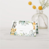 サファリ動物オベビー緑ジャングルベビーシャワー プレイスカード (正面)