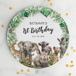 サファリ動物キッズ誕生日パーティー ペーパープレート