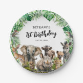 サファリ動物キッズ誕生日パーティー ペーパープレート (正面)
