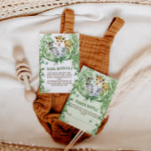 サファリ動物グリーンボウ赤ちゃんシャワーおむつラッフル エンクロージャーカード