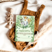 サファリ動物グリーンボウ赤ちゃんシャワーおむつラッフル エンクロージャーカード