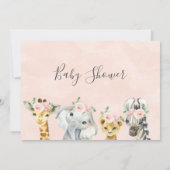 サファリ動物ゴールド葉のベビーシャワー招待状 招待状 (裏面)