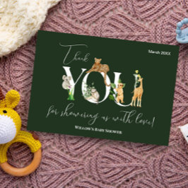 サファリ動物ジャングルグリーンボーイ赤ちゃんシャワー サンキューカード