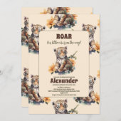 サファリ動物ジャングルタイガーベビーシャワー 招待状 (正面/裏面)