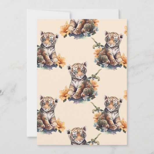 サファリ動物ジャングルタイガーベビーシャワー 招待状 (裏面)