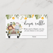 サファリ動物ジャングルテーマおむつラッフルカード